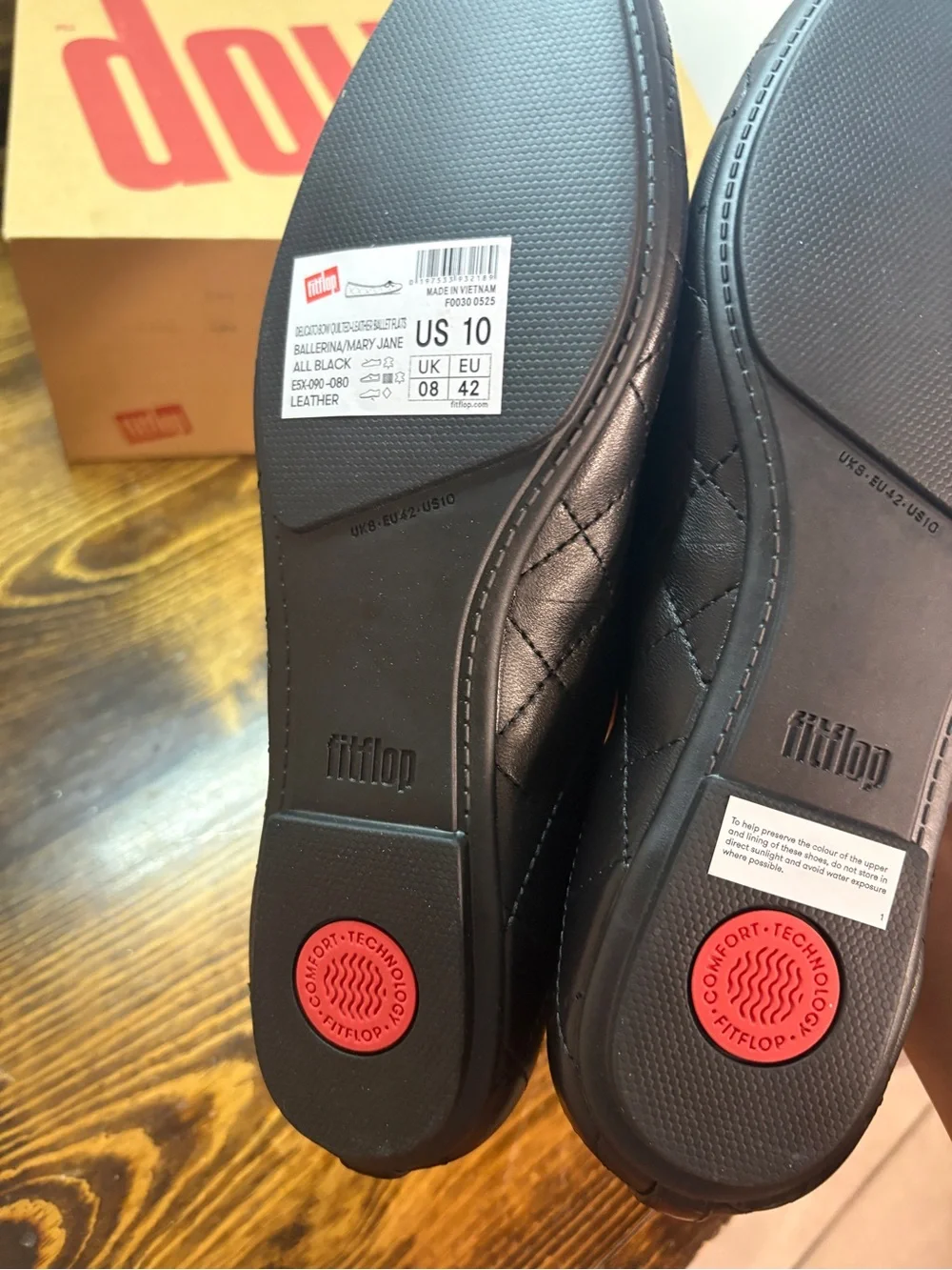 Fitflop Black Delicato Quilted Flats Size 10